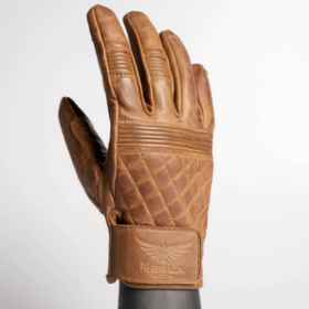 Cafe Quilted Leather Motorcycle Gloves - Brown
