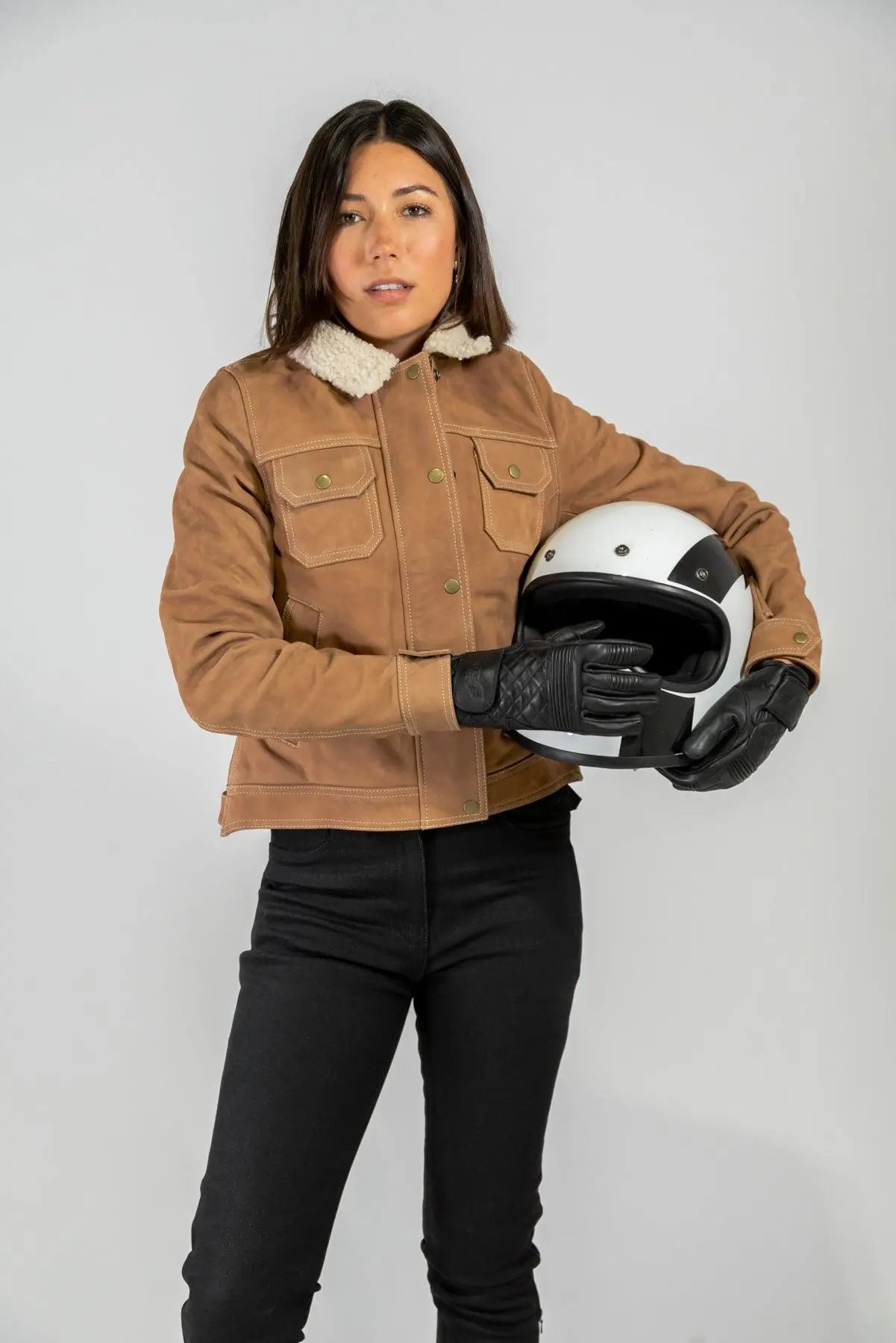 Dakota Nubuck and sheepskin Motorcycle Jacket Merla Moto